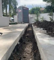Cutting slab for drain line